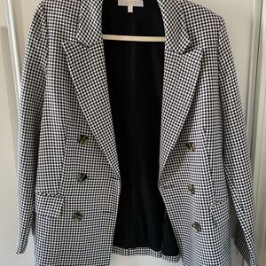 Wayf Black and White Houndstooth Blazer